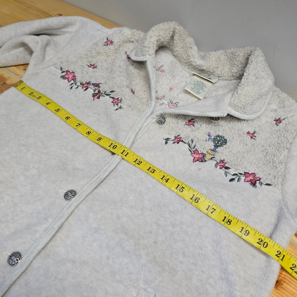 Northern Reflections Fleece Jacket Womens Small Cream‎ Floral Sherpa Cottagecore - Picture 7 of 11